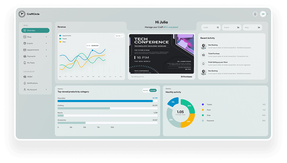 CraftCircle Dashboard Preview